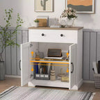 Meuble de Rangement avec 2 Portes et Tiroir, Buffet de Cuisine Moderne avec Étagère Réglable, Table Buffet Bar à Café en Bois pour Salon