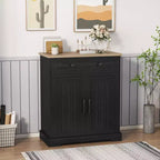 Storage Cabinet with 2 Doors & Drawer, Modern Kitchen Cabinet with Adjustable Shelf, Wooden Coffee Bar Buffet Table for Living Room