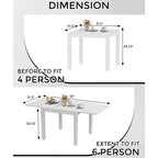 Table de salle à manger extérieure extensible pour 4-6 personnes, table de patio de 80-160 cm, cadre en aluminium
