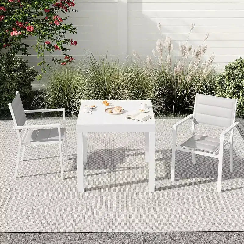Table de salle à manger extérieure extensible pour 4-6 personnes, table de patio de 80-160 cm, cadre en aluminium