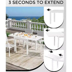 Table de salle à manger extérieure extensible pour 4-6 personnes, table de patio de 80-160 cm, cadre en aluminium