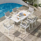 Table de salle à manger extérieure extensible pour 4-6 personnes, table de patio de 80-160 cm, cadre en aluminium