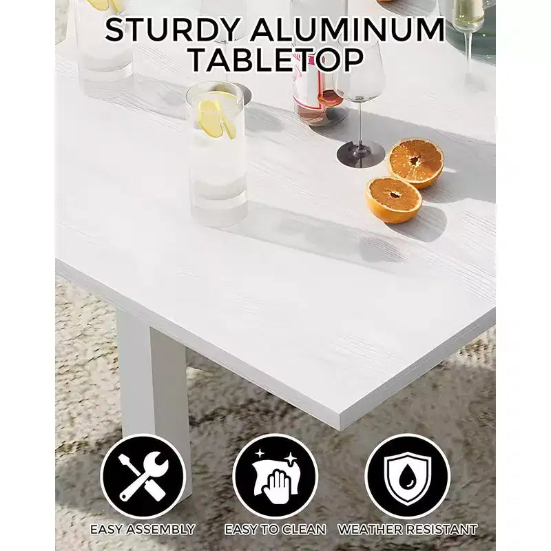 Table de salle à manger extérieure extensible pour 4-6 personnes, table de patio de 80-160 cm, cadre en aluminium