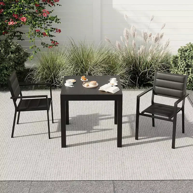 Table de salle à manger extérieure extensible pour 4-6 personnes, table de patio de 80-160 cm, cadre en aluminium