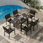 Table de salle à manger extérieure extensible pour 4-6 personnes, table de patio de 80-160 cm, cadre en aluminium