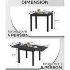 Table de salle à manger extérieure extensible pour 4-6 personnes, table de patio de 80-160 cm, cadre en aluminium