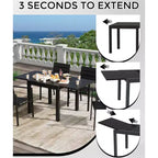 Table de salle à manger extérieure extensible pour 4-6 personnes, table de patio de 80-160 cm, cadre en aluminium