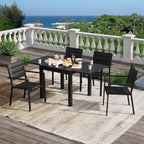 Table de salle à manger extérieure extensible pour 4-6 personnes, table de patio de 80-160 cm, cadre en aluminium
