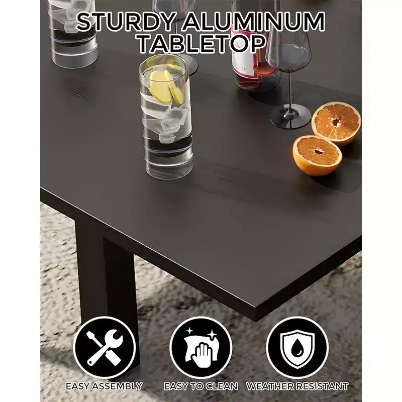 Table de salle à manger extérieure extensible pour 4-6 personnes, table de patio de 80-160 cm, cadre en aluminium