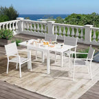 Table de salle à manger extérieure extensible pour 4-6 personnes, table de patio de 80-160 cm, cadre en aluminium