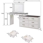 Coiffeuse 69 pouces avec plateau en verre, coiffeuse de style ferme avec 9 grands tiroirs de rangement, 3 couleurs de lumière disponibles et miroir HD 30 LED