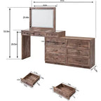 Coiffeuse 69 pouces avec plateau en verre, coiffeuse de style ferme avec 9 grands tiroirs de rangement, 3 couleurs de lumière disponibles et miroir HD 30 LED