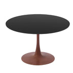 LeisureMod Bristol Round Dining Table  MDF Top with Cherry Wood Steel Pedestal Base, Modern Accent Table for Kitchen, Dining Room & Small Spaces