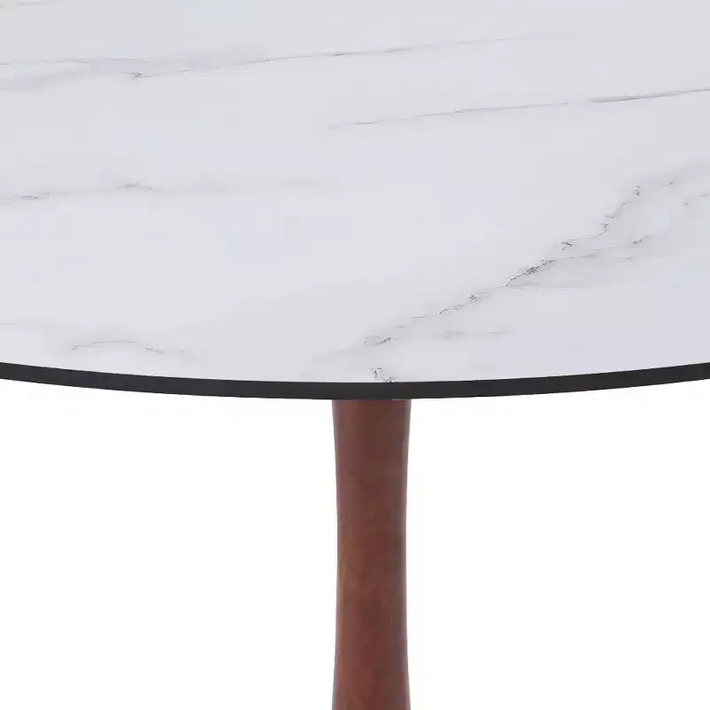 Table à manger ronde Bristol avec plateau en MDF et piétement en acier couleur cerisier, table d'appoint moderne pour cuisine, salle à manger et petits espaces