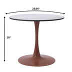 Cette table à manger ronde, dotée d'un plateau en panneau de fibres de moyenne densité et d'un piètement en acier couleur cerise, est une table d'appoint moderne adaptée aux cuisines, aux salles à manger et aux petits espaces.