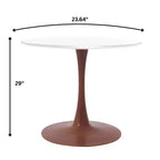 Cette table à manger ronde, dotée d'un plateau en panneau de fibres de moyenne densité et d'un piètement en acier couleur cerise, est une table d'appoint moderne adaptée aux cuisines, aux salles à manger et aux petits espaces.