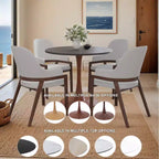 Cette table à manger ronde, dotée d'un plateau en panneau de fibres de moyenne densité et d'un piètement en acier couleur cerise, est une table d'appoint moderne adaptée aux cuisines, aux salles à manger et aux petits espaces.