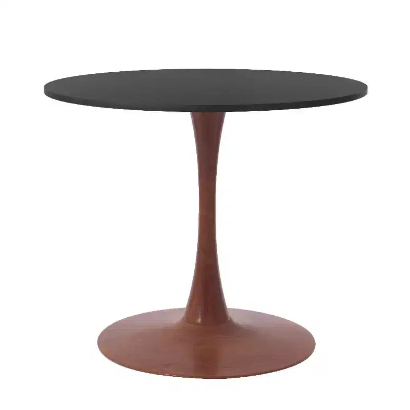 Table à manger ronde Bristol avec plateau en MDF et piétement en acier couleur cerisier, table d'appoint moderne pour cuisine, salle à manger et petits espaces