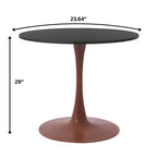 Cette table à manger ronde, dotée d'un plateau en panneau de fibres de moyenne densité et d'un piètement en acier couleur cerise, est une table d'appoint moderne adaptée aux cuisines, aux salles à manger et aux petits espaces.