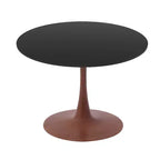 Cette table à manger ronde, dotée d'un plateau en panneau de fibres de moyenne densité et d'un piètement en acier couleur cerise, est une table d'appoint moderne adaptée aux cuisines, aux salles à manger et aux petits espaces.