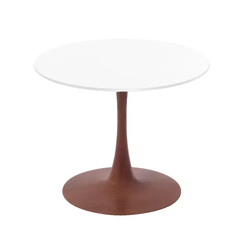 Table à manger ronde Bristol avec plateau en MDF et piétement en acier couleur cerisier, table d'appoint moderne pour cuisine, salle à manger et petits espaces