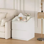 Table de chevet à 2 tiroirs, Table d'appoint de lit moderne de 60 cm, Table d'appoint à 2 tiroirs avec rangement, Design sans poignée pour chambre et salon