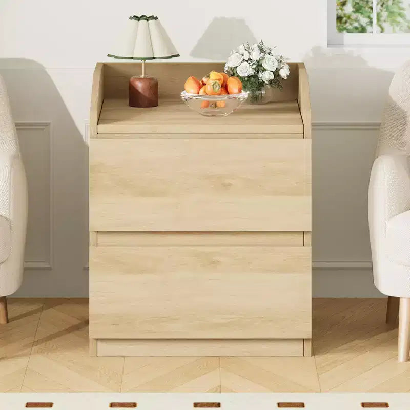 Table de chevet à 2 tiroirs, Table d'appoint de lit moderne de 60 cm, Table d'appoint à 2 tiroirs avec rangement, Design sans poignée pour chambre et salon