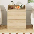 Table de chevet à 2 tiroirs, Table d'appoint de lit moderne de 60 cm, Table d'appoint à 2 tiroirs avec rangement, Design sans poignée pour chambre et salon