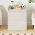 Nightstand with 2 Drawers, 23.6 Modern Bed Side Table, 2-Drawer End Table with Storage, Handle-Free Design for Bedroom & Living Room