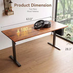 Bureau électrique assis-debout de 160 cm, réglable en hauteur, avec mémoire de position et sac de rangement, pour gaming, travail à domicile ou bureau