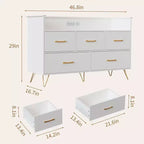 Commode de chambre à 5 tiroirs, commode de 119 cm de large, organisateur de rangement autoportant