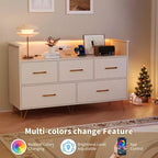 Commode de chambre à 5 tiroirs, commode de 119 cm de large, organisateur de rangement autoportant