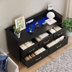 Commode de chambre à 5 tiroirs, commode de 119 cm de large, organisateur de rangement autoportant
