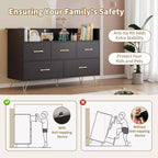 Commode de chambre à 5 tiroirs, commode de 119 cm de large, organisateur de rangement autoportant
