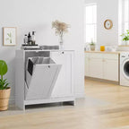 GDFStudio Barnsley Modern 11.8 Gallon Wood Laundry Hamper Cabinet with 2 Removable Baskets