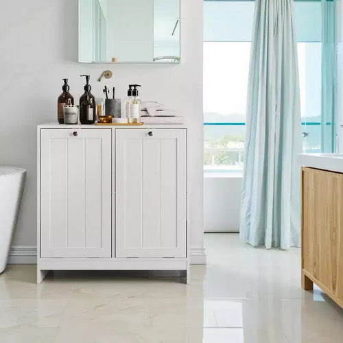 Meuble de buanderie en bois de 45 litres avec 2 paniers amovibles