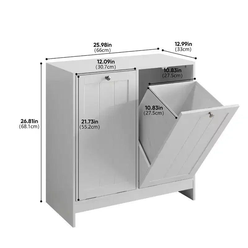 Meuble de buanderie en bois de 45 litres avec 2 paniers amovibles