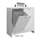 Meuble de buanderie en bois de 45 litres avec 2 paniers amovibles