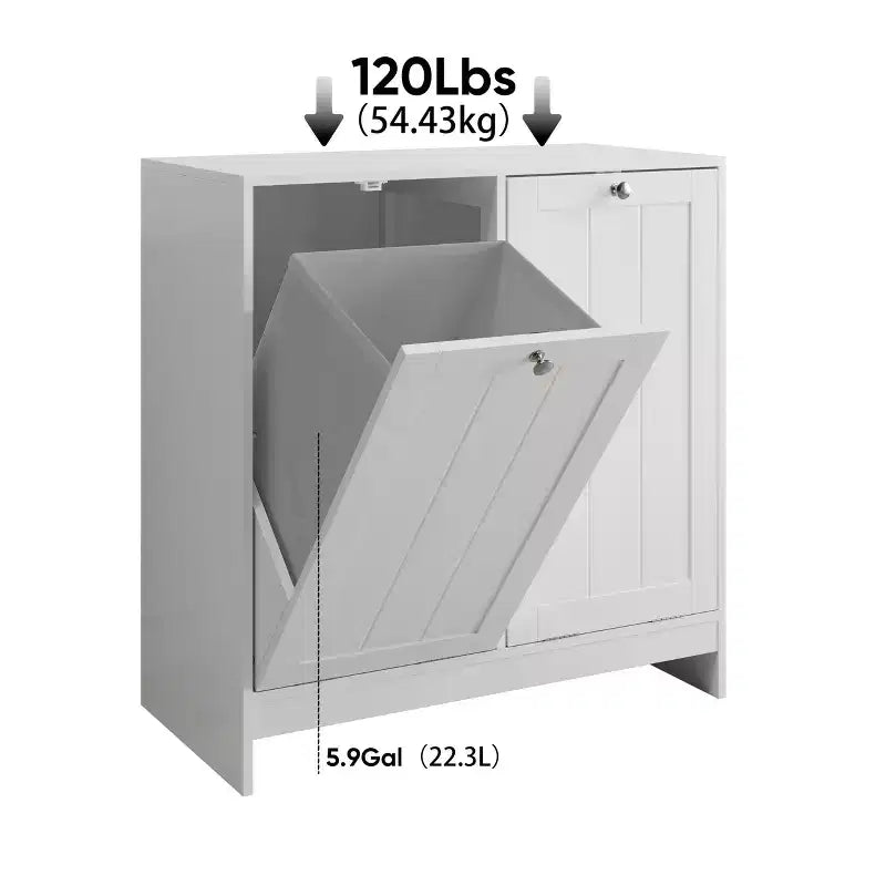 Meuble de buanderie en bois de 45 litres avec 2 paniers amovibles