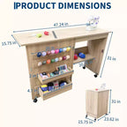 Table pliante pour couture et loisirs créatifs avec étagères et plateaux, roulettes verrouillables, chevilles, verrous magnétiques, bureau multi-fonctions compact, gain de place pour machines à coudre