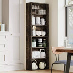 Bibliothèque haute à 6 étagères, Étagère en bois de 161,5 cm de hauteur au style rustique industriel, Meuble de rangement à 6 niveaux pour salon, chambre, bibliothèque