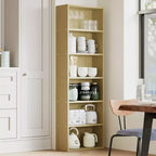Bibliothèque haute à 6 étagères, Étagère en bois de 161,5 cm de hauteur au style rustique industriel, Meuble de rangement à 6 niveaux pour salon, chambre, bibliothèque