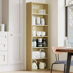 Bibliothèque haute à 6 étagères, Étagère en bois de 161,5 cm de hauteur au style rustique industriel, Meuble de rangement à 6 niveaux pour salon, chambre, bibliothèque