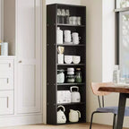 Bibliothèque haute à 6 étagères, Étagère en bois de 161,5 cm de hauteur au style rustique industriel, Meuble de rangement à 6 niveaux pour salon, chambre, bibliothèque