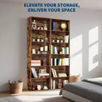 Bibliothèque haute à 6 étagères, Étagère en bois de 161,5 cm de hauteur au style rustique industriel, Meuble de rangement à 6 niveaux pour salon, chambre, bibliothèque