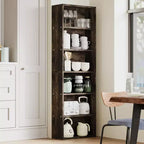 Bibliothèque haute à 6 étagères, Étagère en bois de 161,5 cm de hauteur au style rustique industriel, Meuble de rangement à 6 niveaux pour salon, chambre, bibliothèque