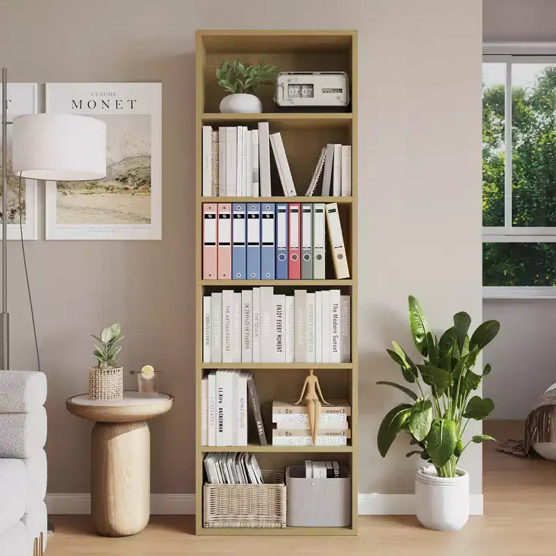 Bibliothèque haute à 6 étagères, Étagère en bois de 161,5 cm de hauteur au style rustique industriel, Meuble de rangement à 6 niveaux pour salon, chambre, bibliothèque