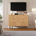 Modern Fluted 6 Drawer Dresser, Wooden Chest with Deep Storage, Large Double Dresser & TV Stand for Bedroom, Living Room, Hallway, Kids Room