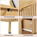 Commode moderne cannelée à 6 tiroirs, en bois avec rangement profond, grande commode double et meuble TV pour chambre à coucher, salon, couloir, chambre d'enfant