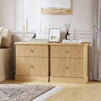 Table de chevet cannelée moderne, petite table de chevet de 61 cm avec 2 tiroirs, petite armoire de rangement d'appoint, table d'appoint à base incurvée et stable